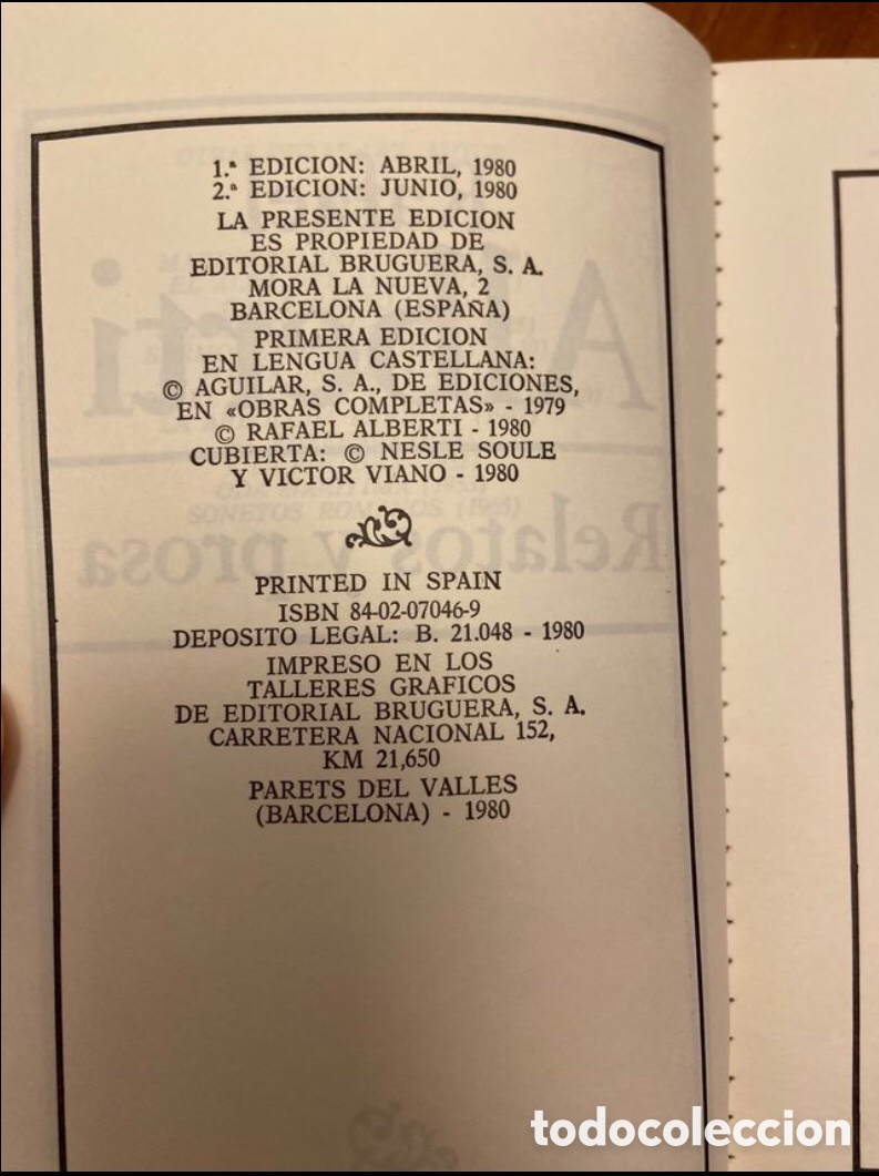 Libros de segunda mano: Reglaros y prosa. Rafael Alberti. Bruguera - Foto 6