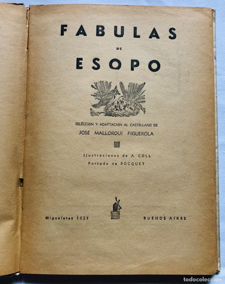 Libros de segunda mano: F&Aacute;BULAS DE ESOPO - Ed. Molino 1940 - Primera edici&oacute;n - Foto 4