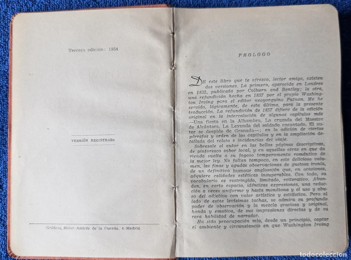 Libros de segunda mano: Cuentos de La Alhambra - Washington Irving - Editorial Padre Su&aacute;rez - 3&ordf; Edici&oacute;n (1954) - Foto 3