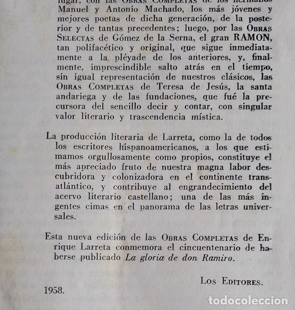 Libros de segunda mano: Libro Obras completas Enrique Larreta 1958 - Foto 4
