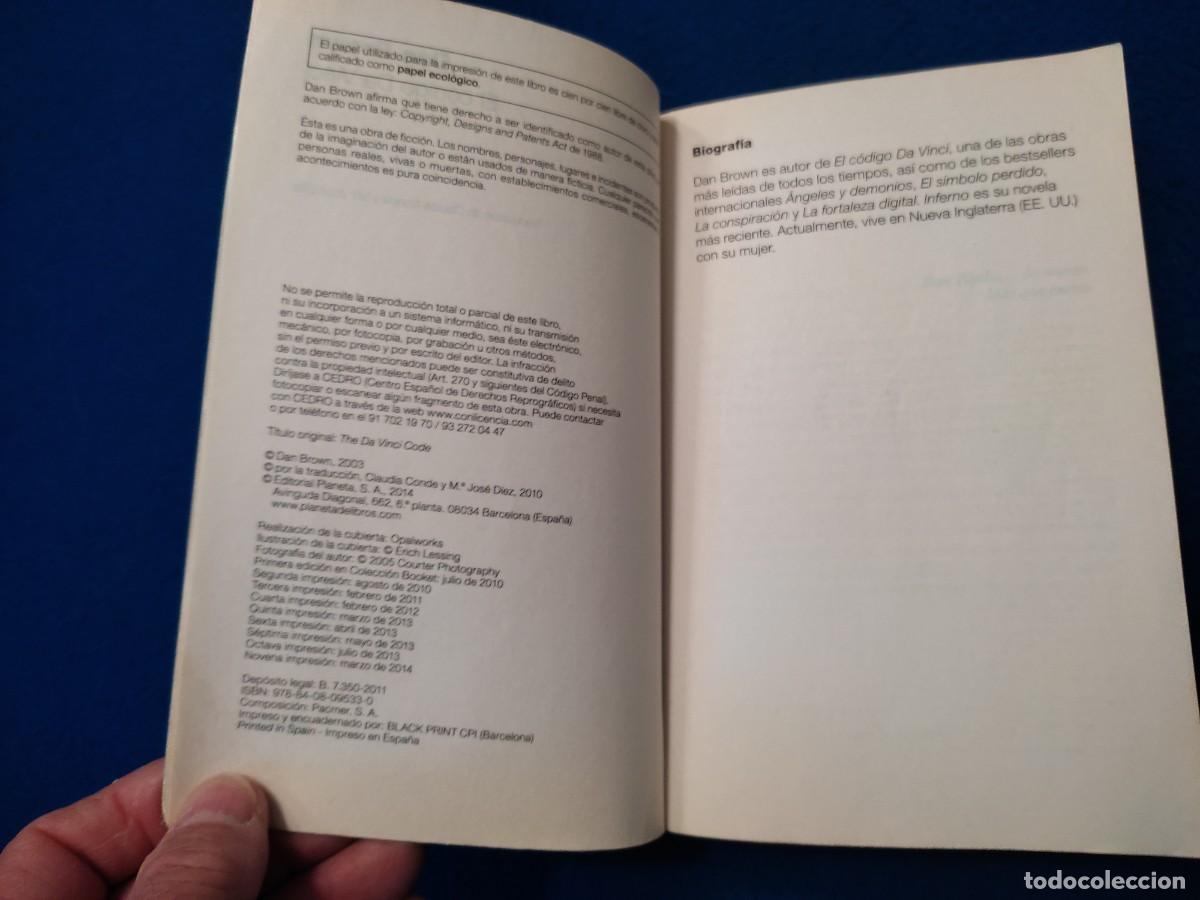Libros de segunda mano: El C&oacute;digo da Vinci Dan Brown Ed. Planeta 2014 - Foto 5