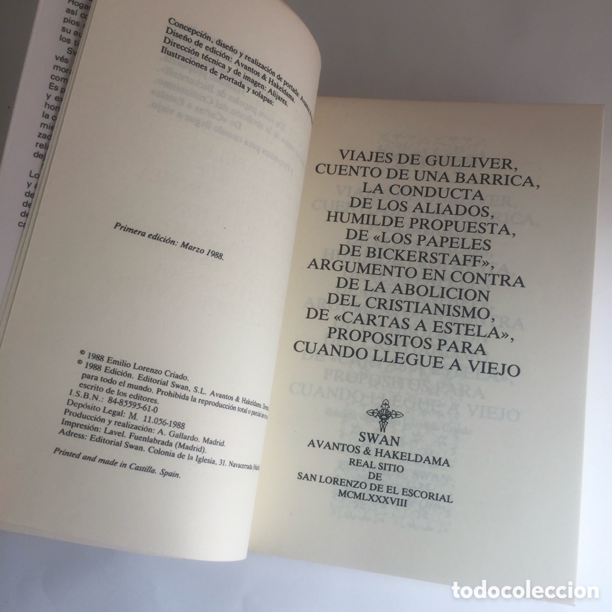 Libros de segunda mano: Obras Selectas, Jonathan Swift - Swan, 1988 - Foto 5