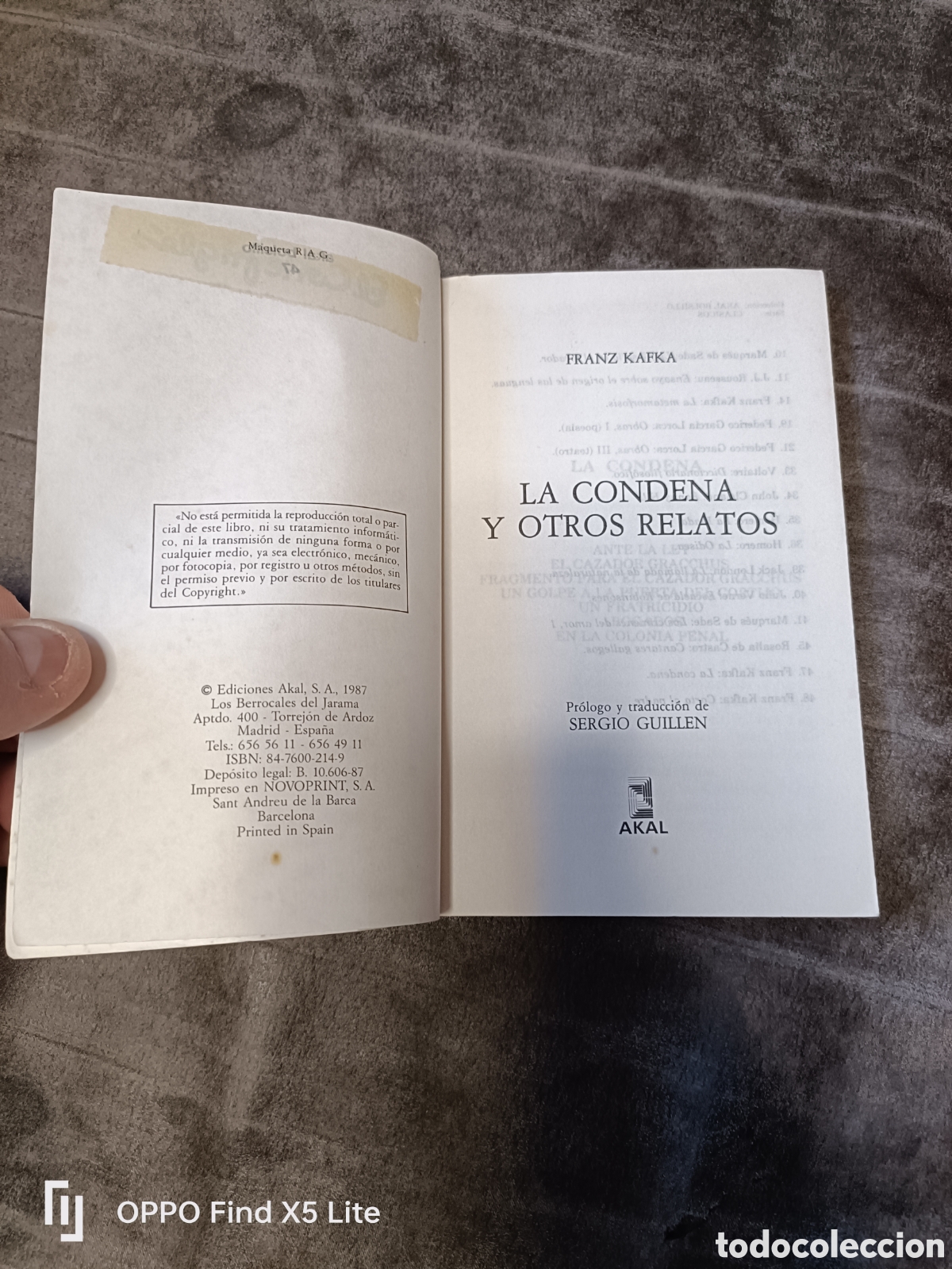 Libros de segunda mano: Libro La Condena y otros Relatos -Kafka- Ediciones Akal - Foto 3