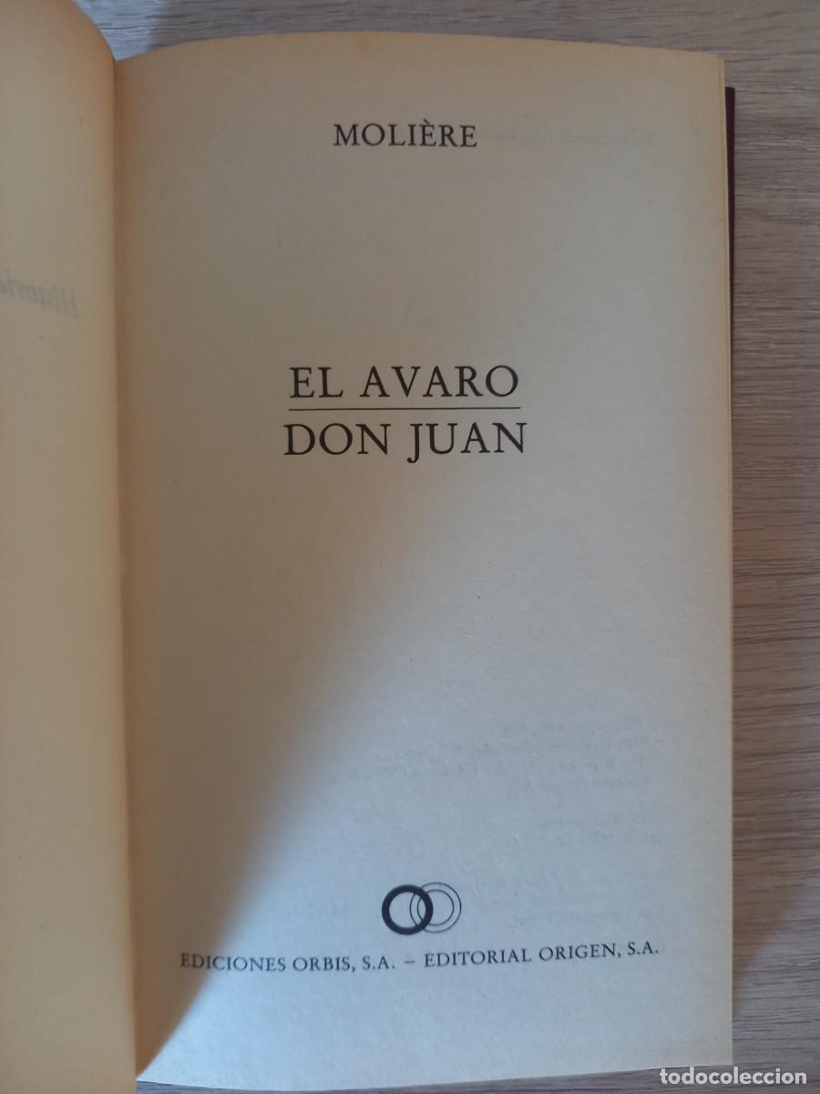 Libros de segunda mano: MOLI&Egrave;RE - El avaro / Don Juan - Ediciones Orbis 1983 - Foto 5
