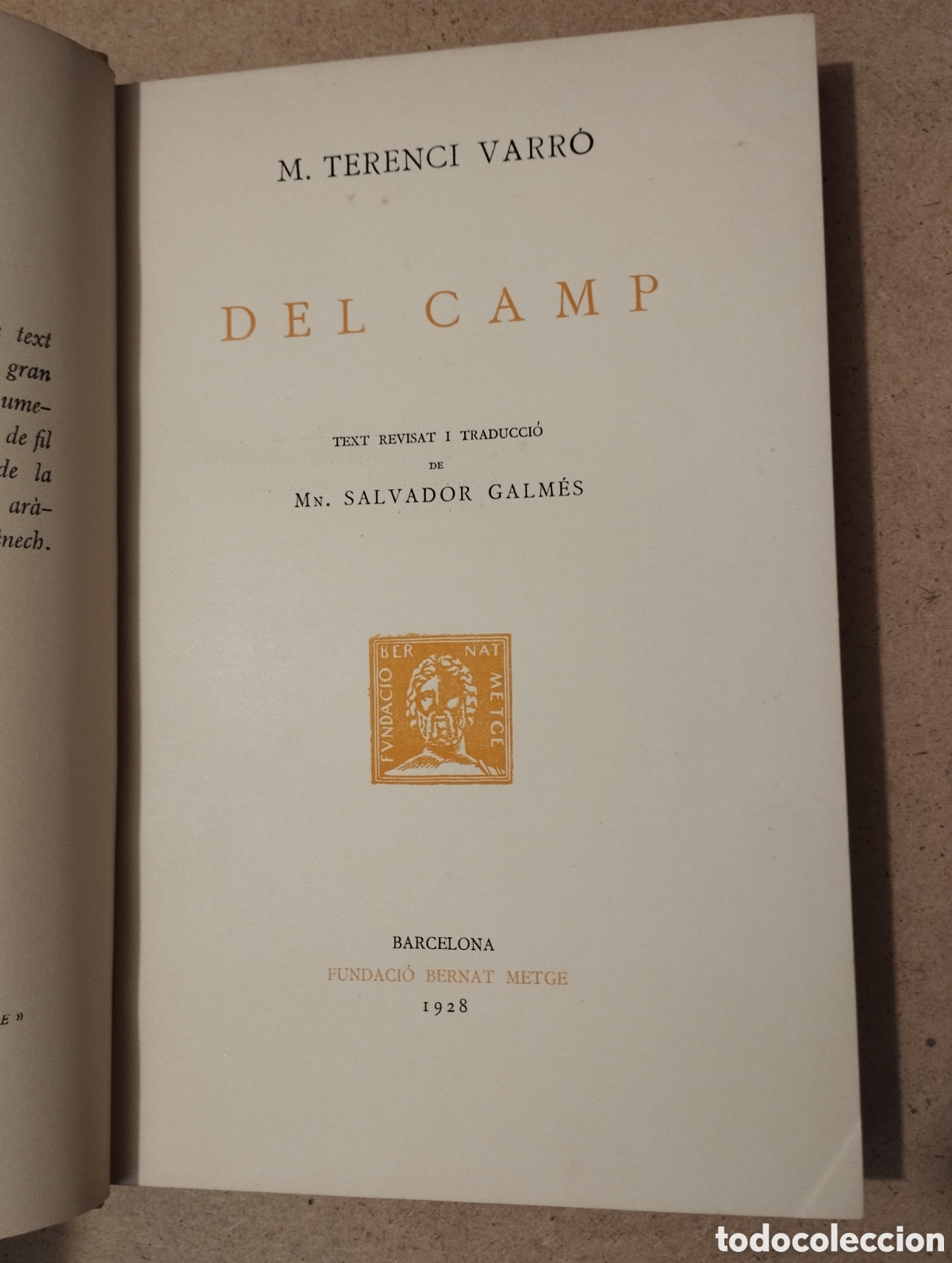 Libros de segunda mano: DEL CAMP (M. T. VARRO) FUNDACIO BERNAT METGE - Foto 3