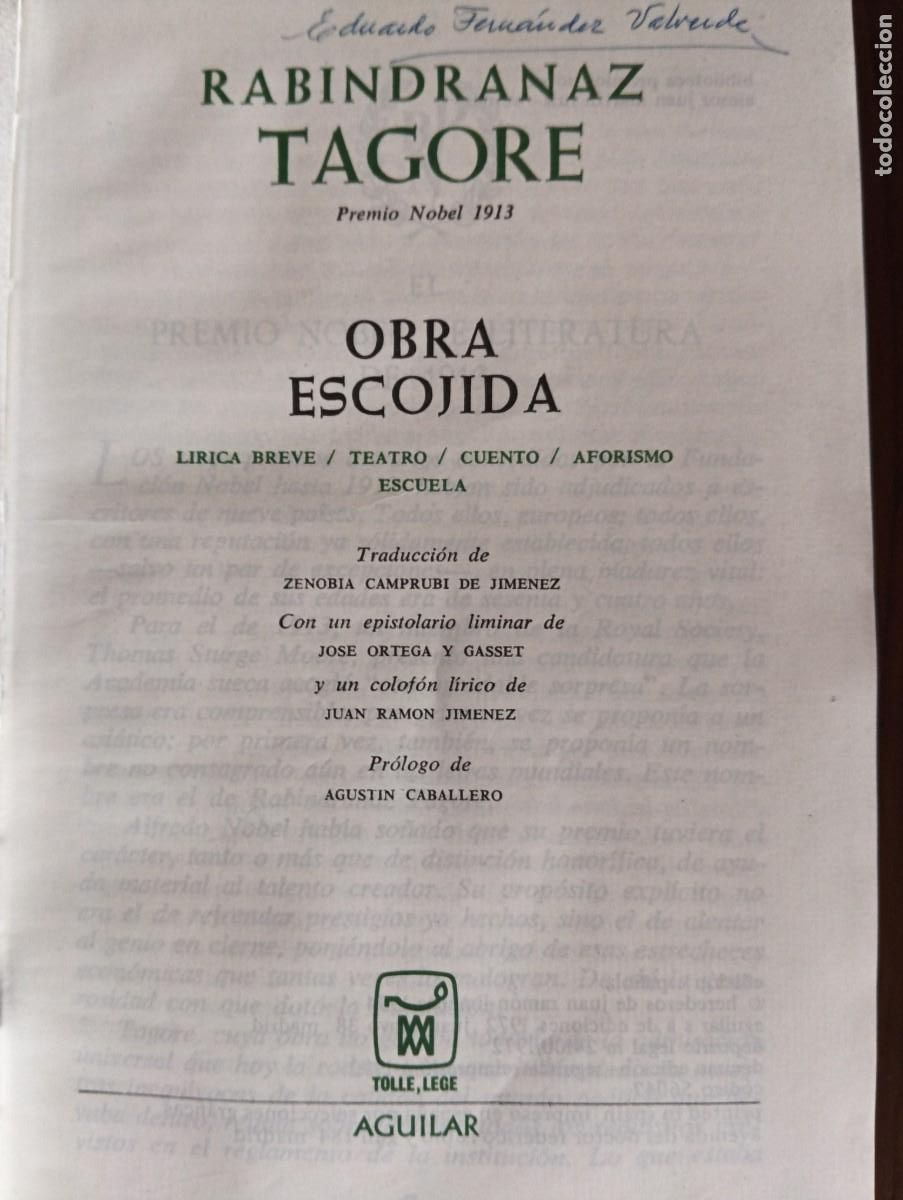 Libros de segunda mano: OBRA ESCOGIDA. RABINDRANAZ TAGORE. AGUILAR,1972. - Foto 3