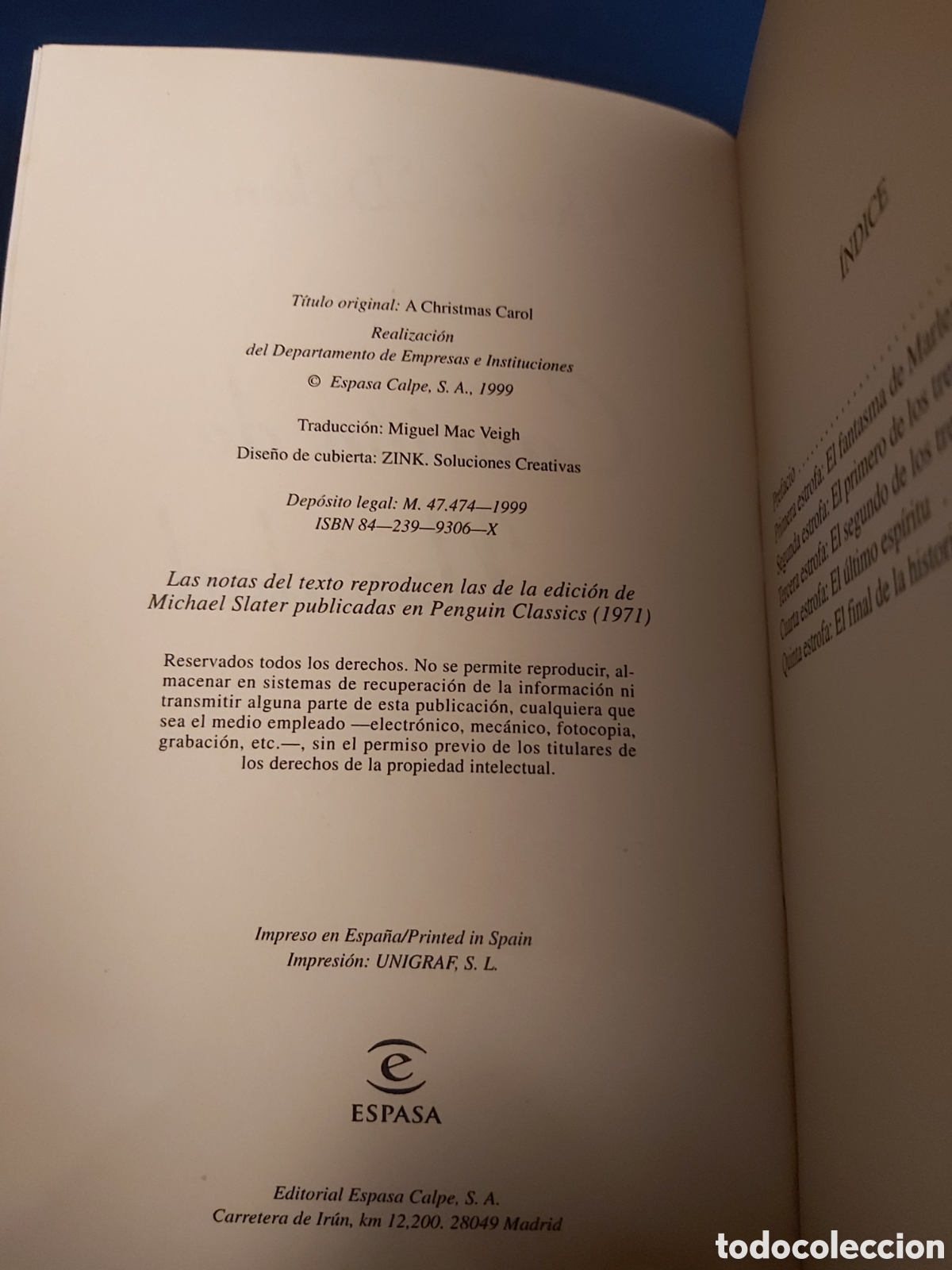Libros de segunda mano: QUELA LIBRO. CANCI&Oacute;N DE NAVIDAD CHARLES DICKENS ESPASA 1999 - Foto 4
