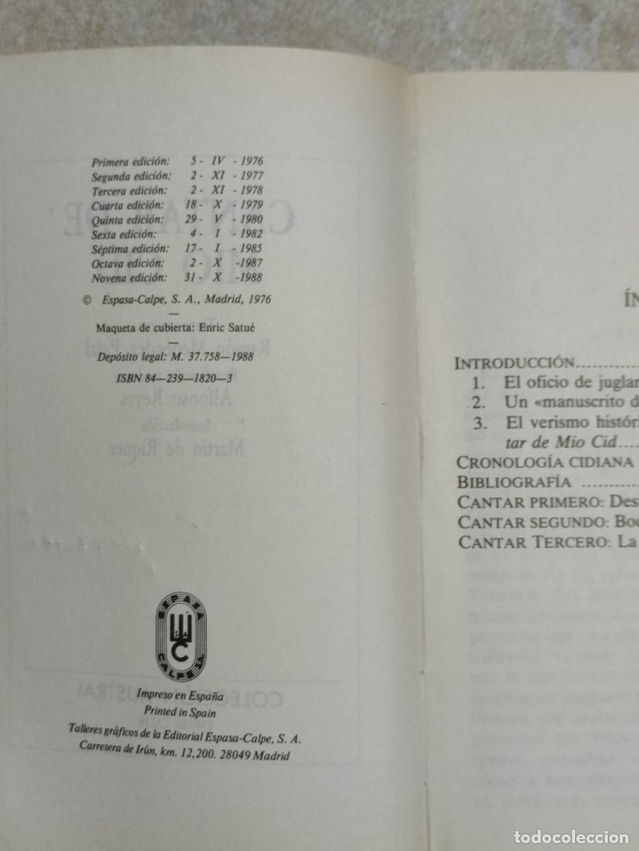 Libros de segunda mano: Cantar de Mio Cid - Edici&oacute;n de bolsillo 1988 - Foto 4