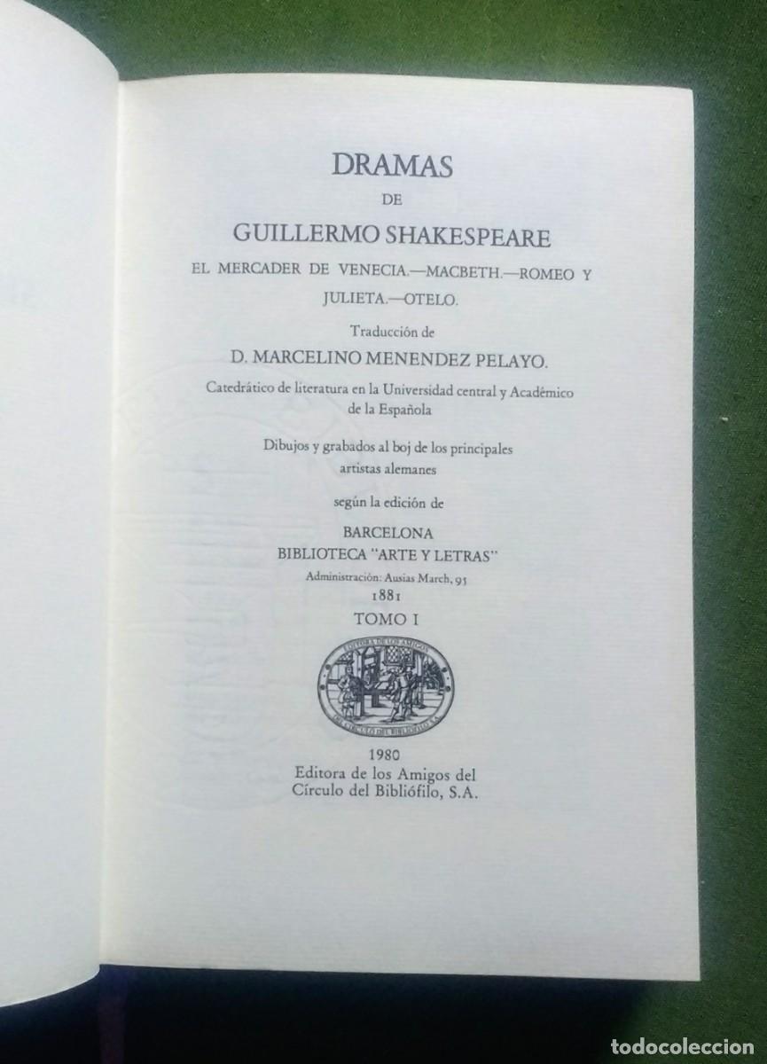 Libros de segunda mano: DRAMAS - SHAKESPEARE - CIRCULO BIBLIOFILO - NUMERADO - Foto 4