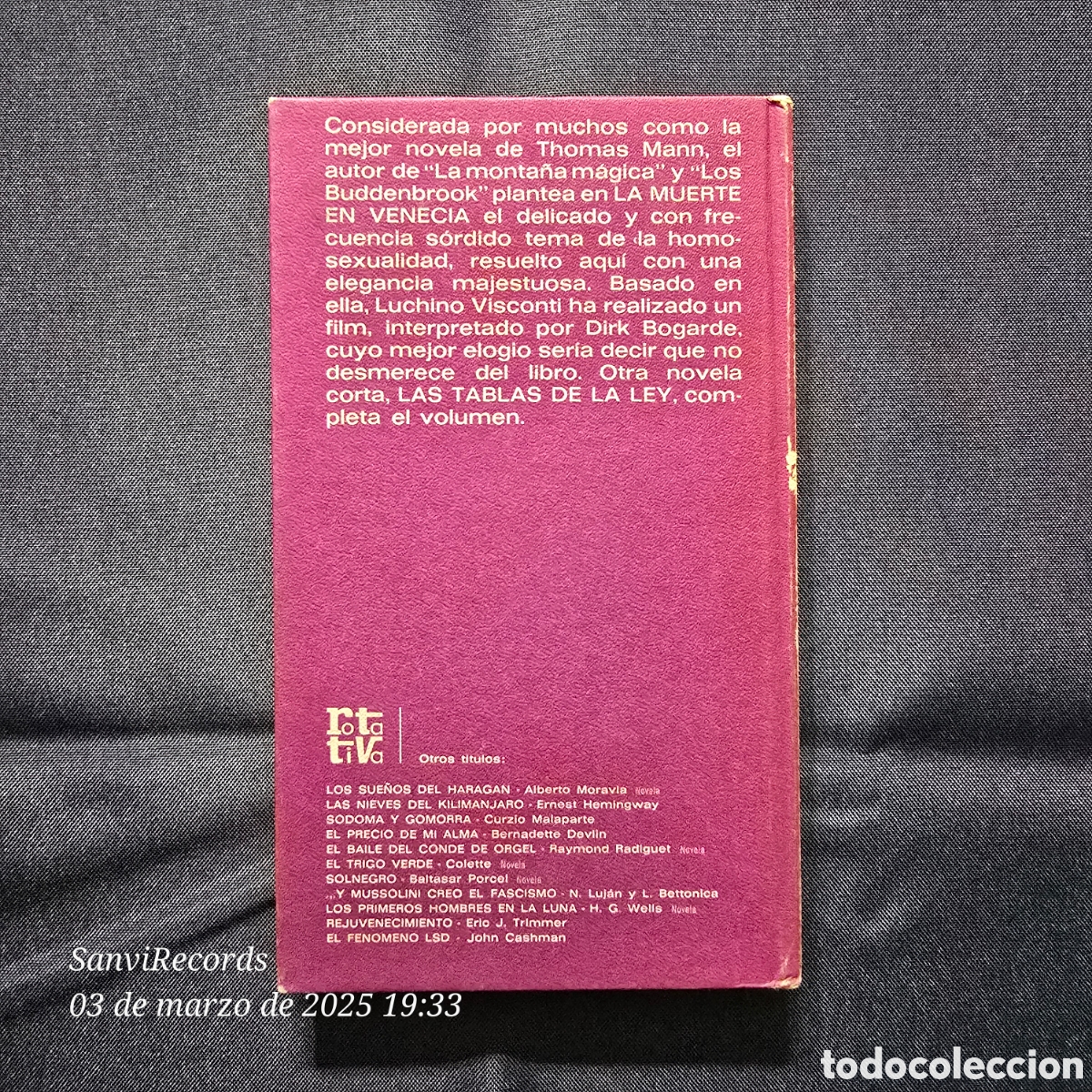 Libros de segunda mano: LA MUERTE EN VENECIA (THOMAS MANN) (ROTATIVA) - Foto 2