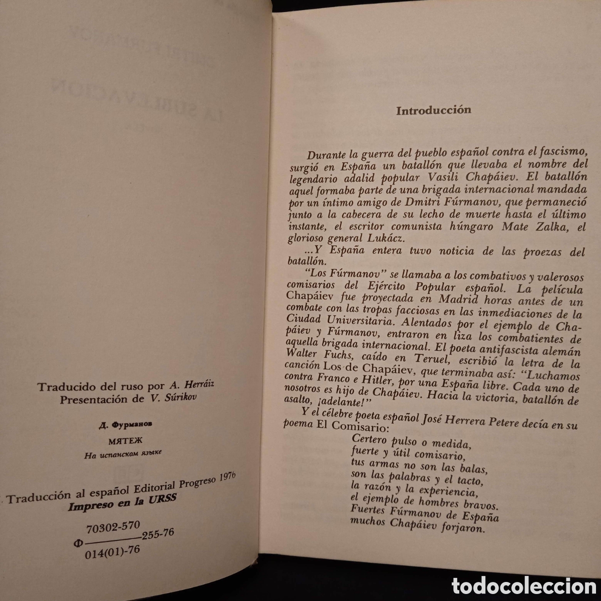 Libros de segunda mano: LA SUBLEVACI&Oacute;N - DMITRI FURMANOV - PROGRESO 1976 #9209 - Foto 6