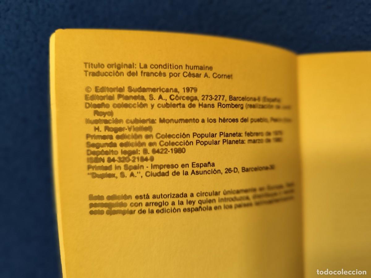 Libros de segunda mano: La Condici&oacute;n Humana Andr&eacute; Malraux Ed. Planeta - Foto 6