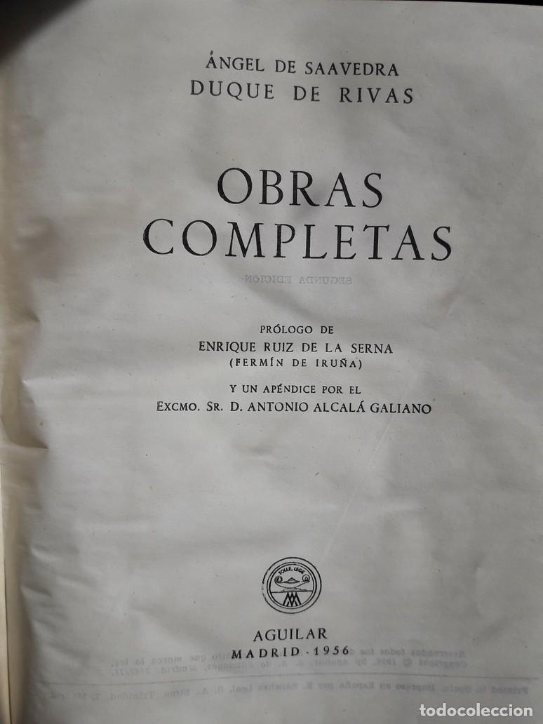 Libros de segunda mano: DUQUE DE RIVAS, OBRAS COMPLETAS. AGUILAR, 1956. - Foto 3