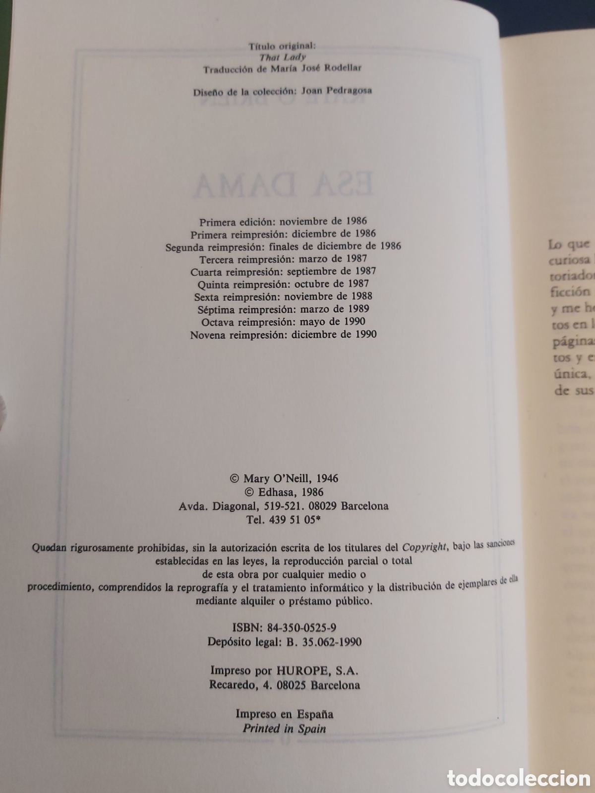 Libros de segunda mano: QUELA LIBRO. ESA DAMA KATE OBRIEN 9A. EDICI&Oacute;N 1990 EDHASA - Foto 5