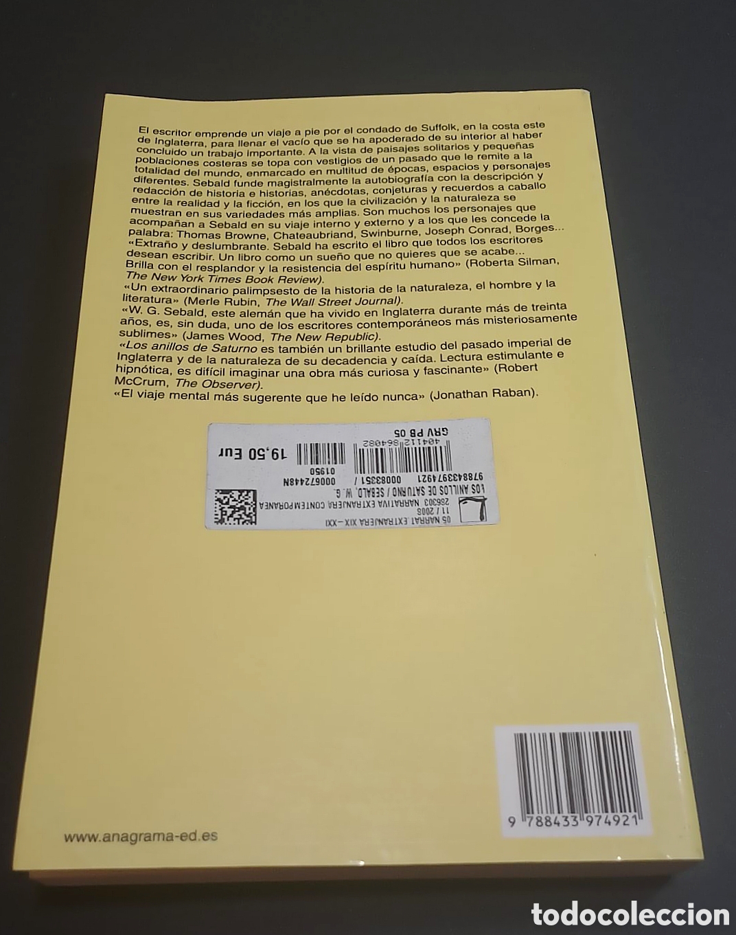 Libros de segunda mano: Los anillos de Saturno - W. G. Sebald - Anagrama - Foto 2