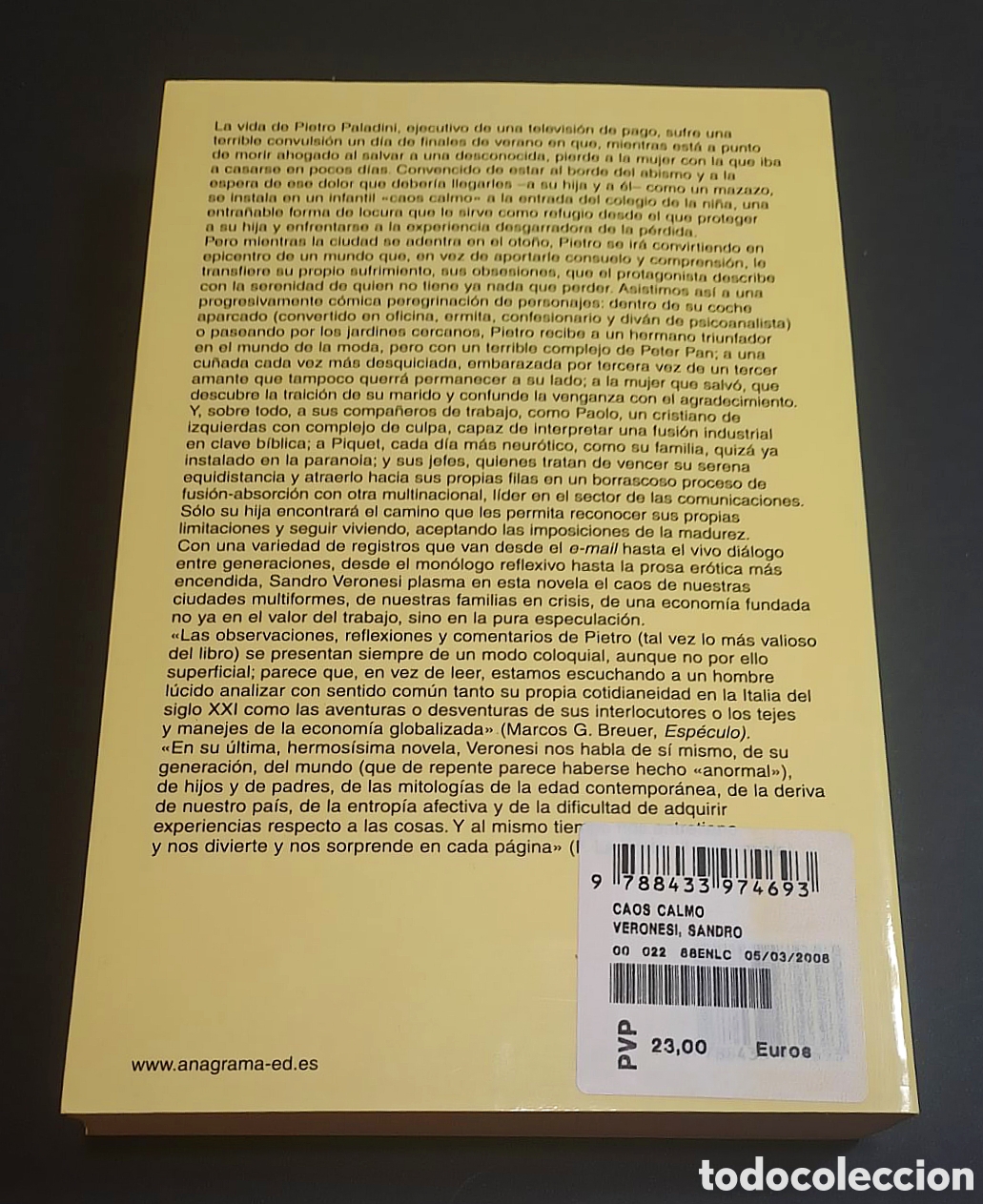 Libros de segunda mano: Caos calmo - Sandro Veronesi - Anagrama - Foto 2