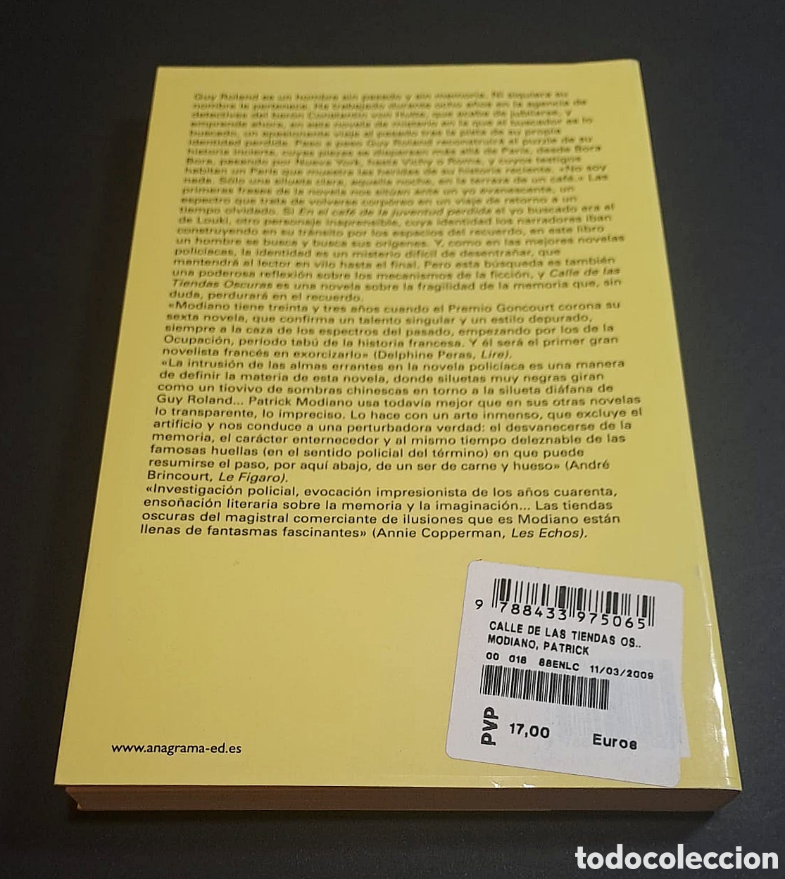 Libros de segunda mano: Calles de las tiendas oscuras - Patrick Modiano - Anagrama - Foto 2