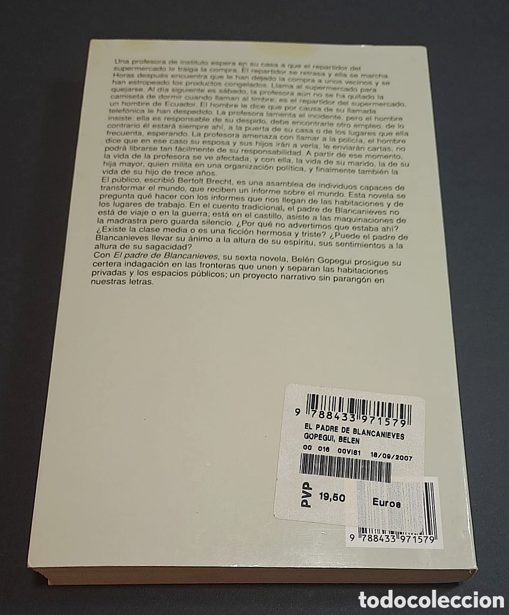 Libros de segunda mano: El padre de Blancanieves - Bel&eacute;n Gopegui - Anagrama - Foto 2