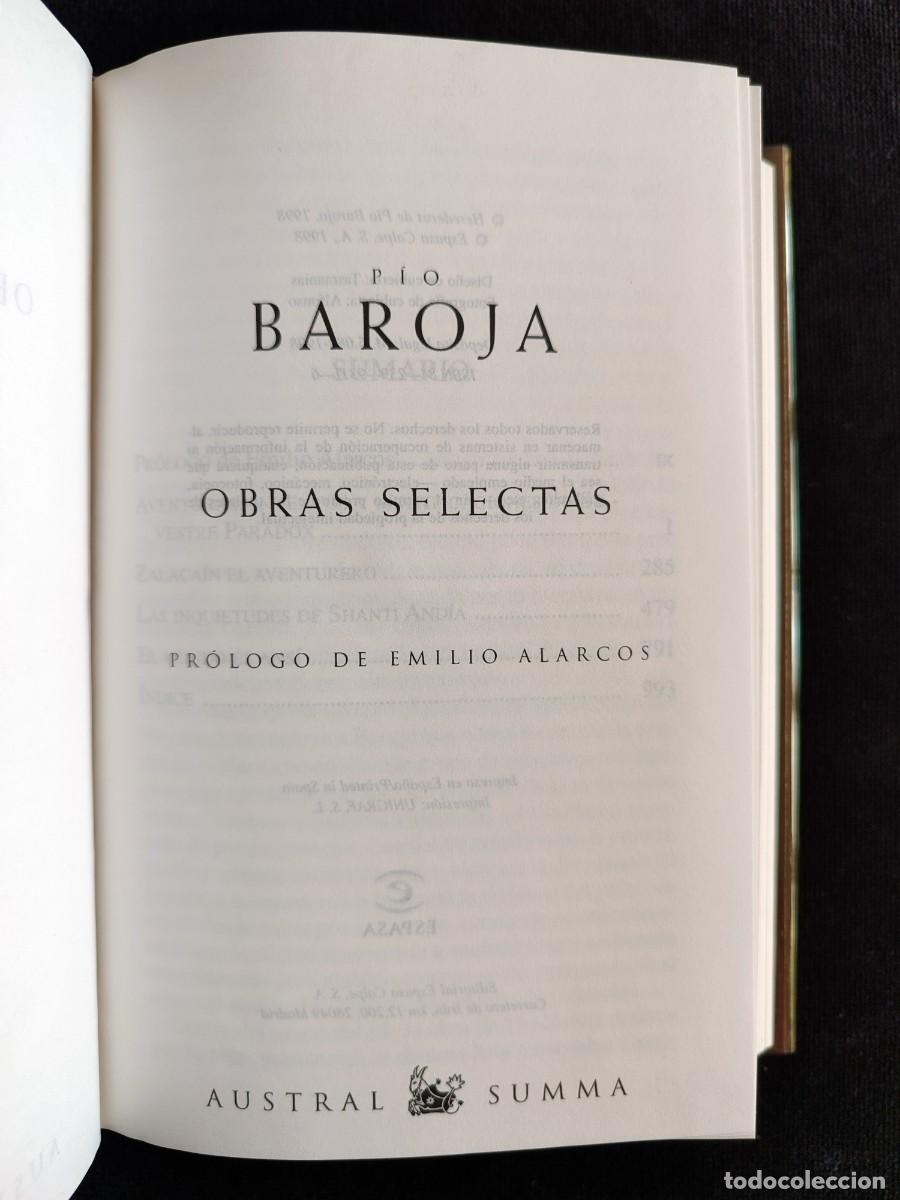 Libros de segunda mano: P&Iacute;O BAROJA, OBRAS SELECTAS. AUSTRAL SUMMA. ESPASA, 1998. PR&Aacute;CTICAMENTE NUEVO - Foto 8