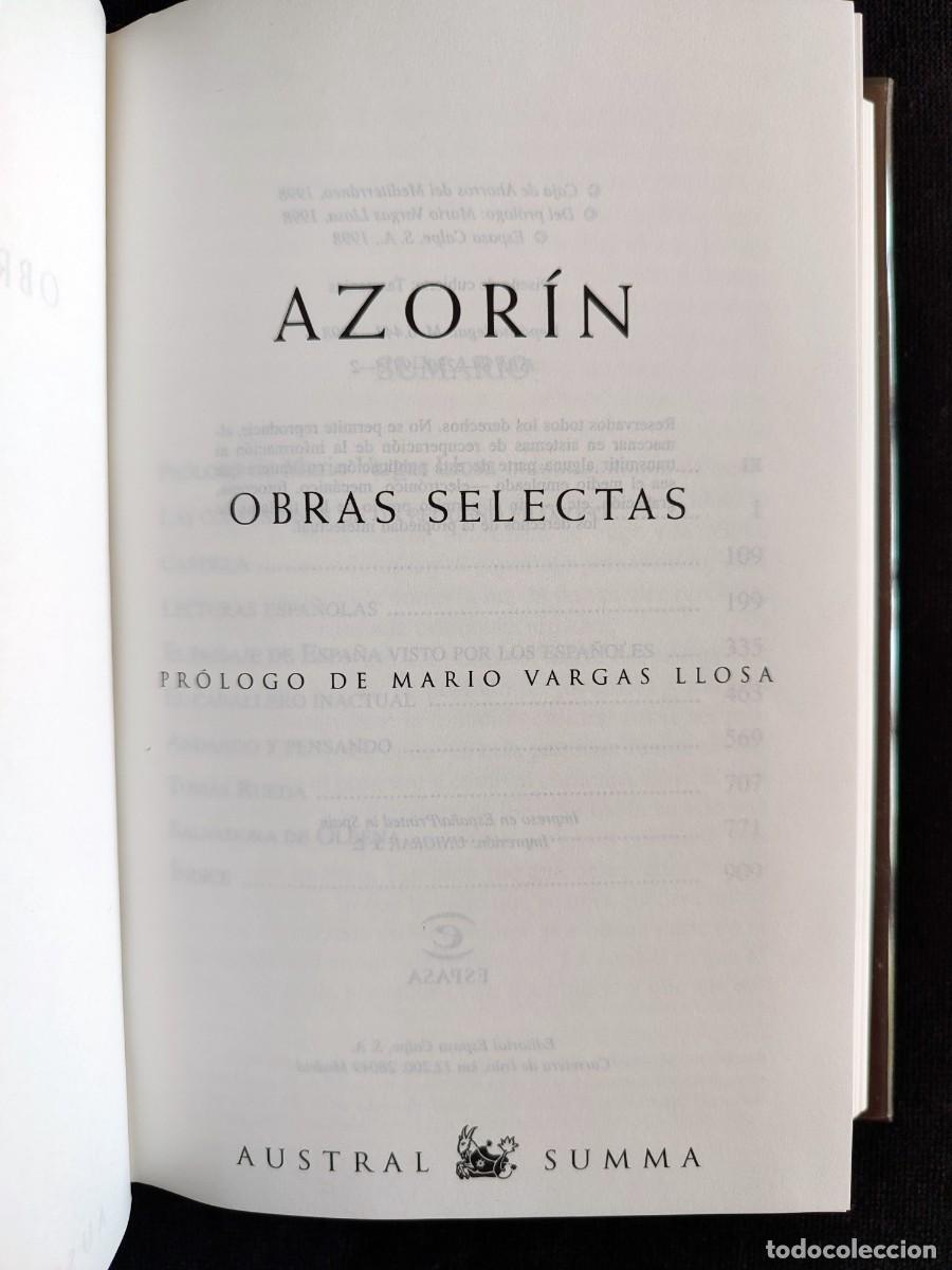 Libros de segunda mano: AZOR&Iacute;N, OBRAS SELECTAS. AUSTRAL SUMMA. ESPASA, 1998. COMO NUEVO - Foto 8
