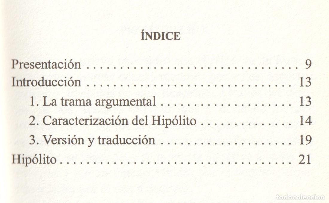 Libros de segunda mano: HIPOLITO. EURIPIDES. VERSION DE PEDRO SAEZ ALMEIDA. EDICIONES CLASICAS. - Foto 2