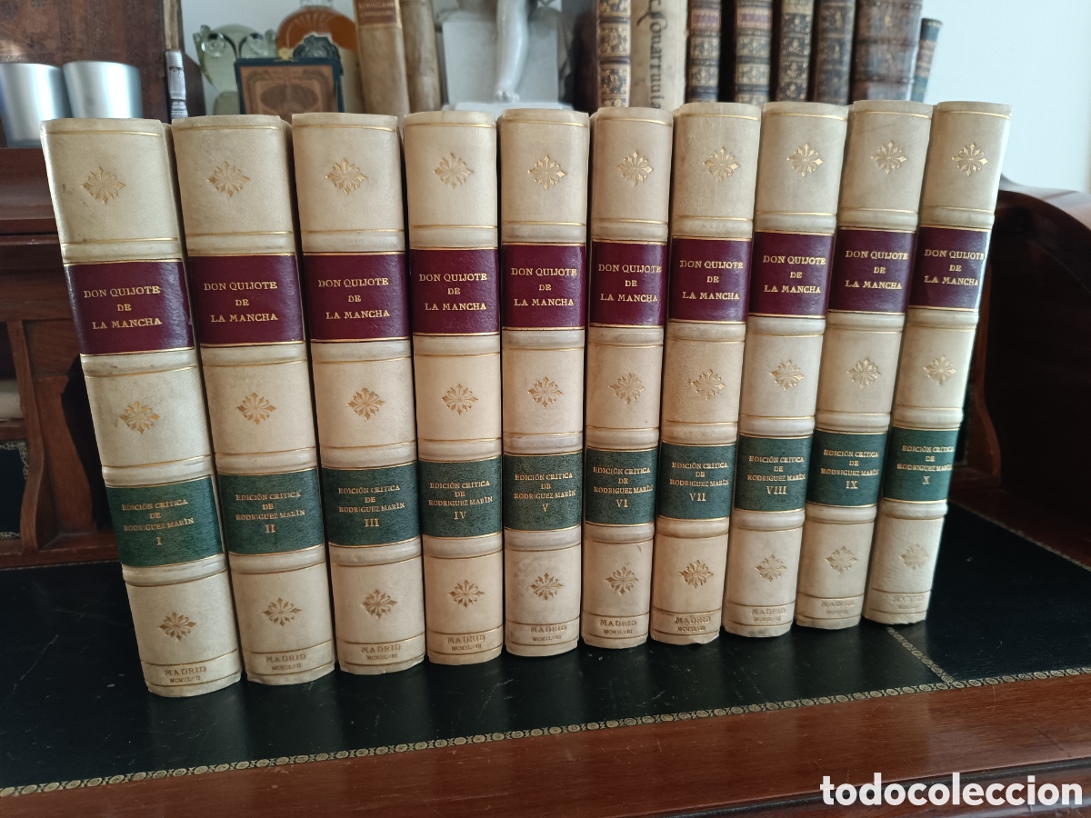 Libros de segunda mano: CERVANTES: DON QUIJOTE DE LA MANCHA ATLAS 10 TOMOS NOTAS RODRIGUEZ MARIN ED. LUJO PERGAMINO NUMERADO