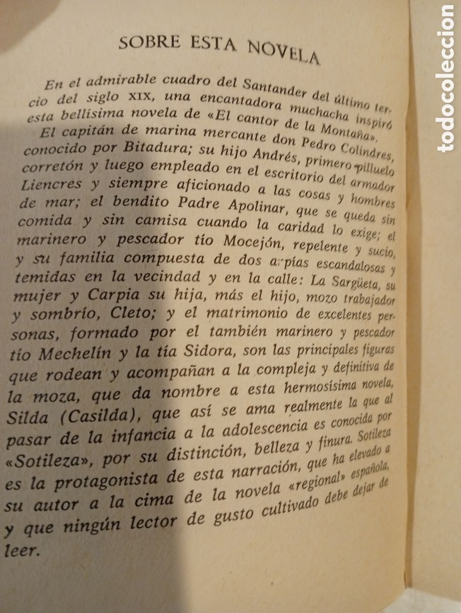Libros de segunda mano: SOTILEZA. JOS&Eacute; MAR&Iacute;A DE PEREDA. EDITORIAL TESORO. 1962. - Foto 5