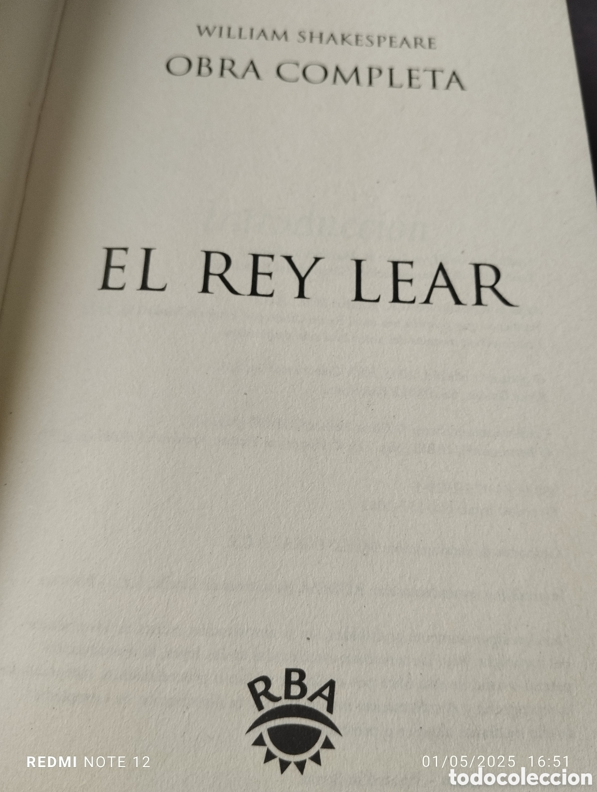 Libros de segunda mano: Shakespeare W.-El Rey Lear.Coleccion Obra completa de RBA.2003.Excelente. - Foto 5