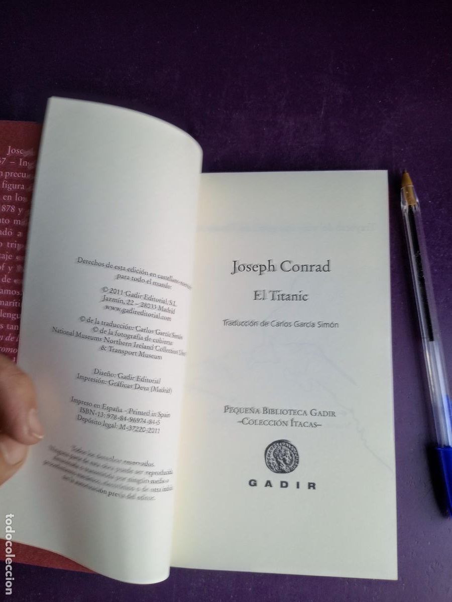 Libros de segunda mano: JOSEPH CONRAD - EL TITANIC - GADIR 2011 - 95 PAGS, - Foto 4