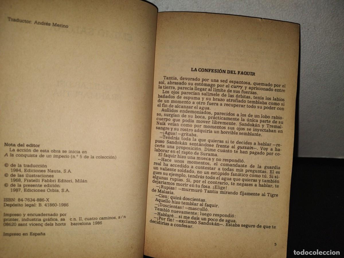 Libros de segunda mano: 151- EMILIO SALGARI: A ORILLAS DEL BRAHMAPUTRA - EDICIONES ORBIS, S. A. - 1987 - Foto 4