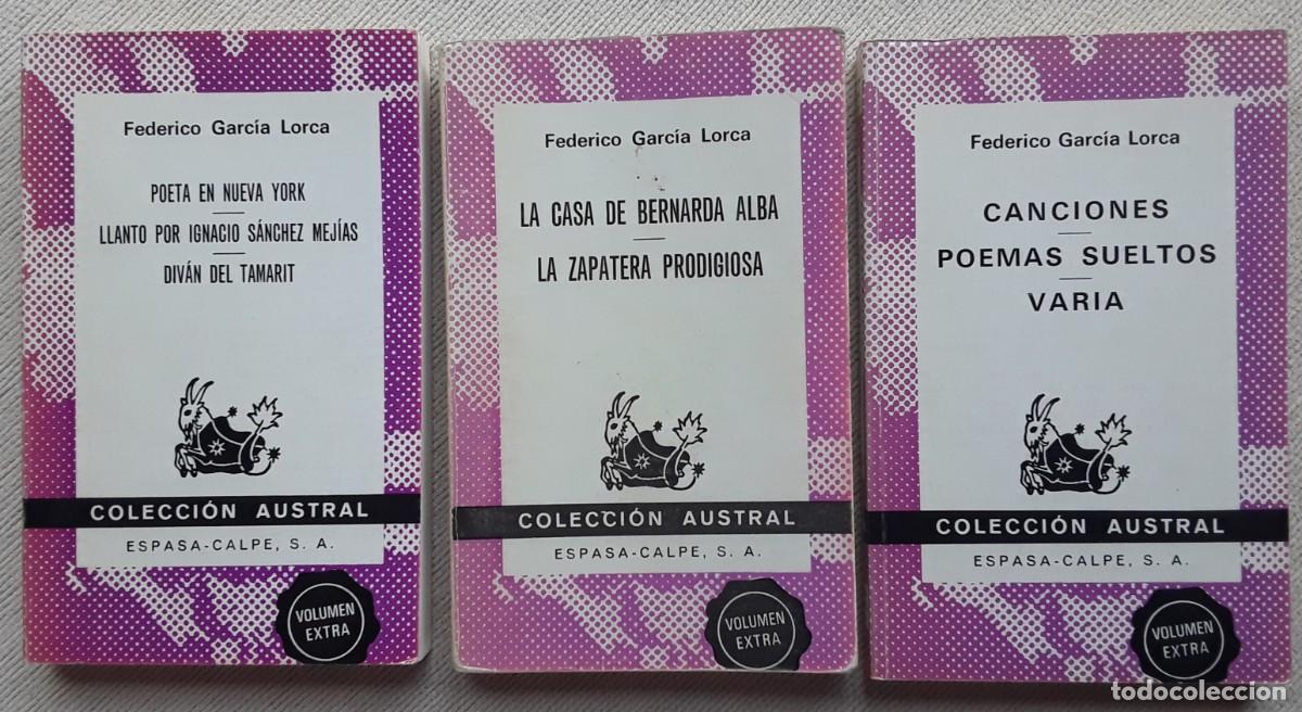 Libros de segunda mano: GARC&Iacute;A LORCA. COLECCI&Oacute;N AUSTRAL. TRES PRIMERAS EDICIONES. 1973. - Foto 3