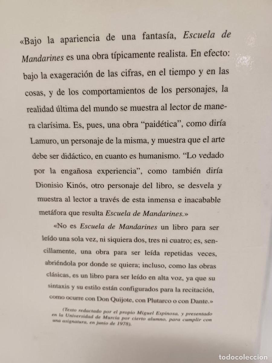 Libros de segunda mano: ESCUELA DE MANDARINES. MIGUEL ESPINOSA. EDICIONES DE LA TORRE, 2001 - Foto 2