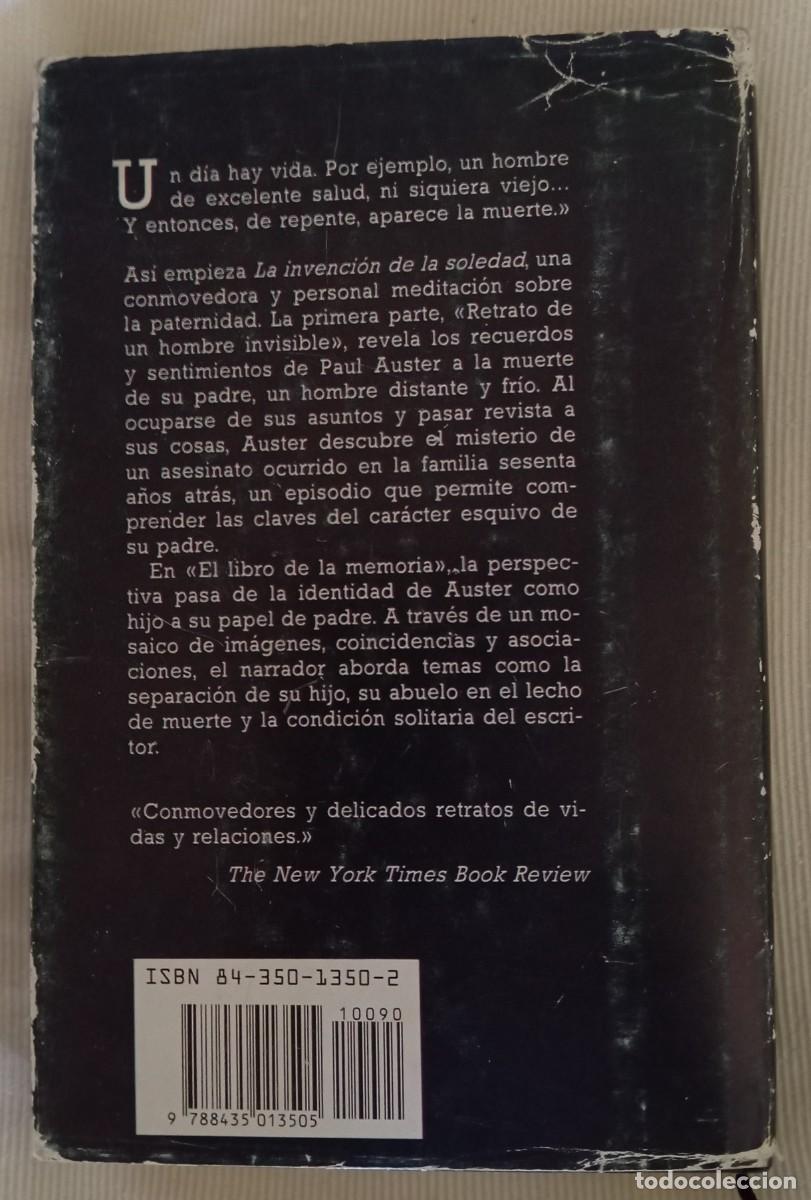 Libros de segunda mano: PAUL AUSTER - LA INVENCI&Oacute;N DE LA SOLEDAD - Foto 2