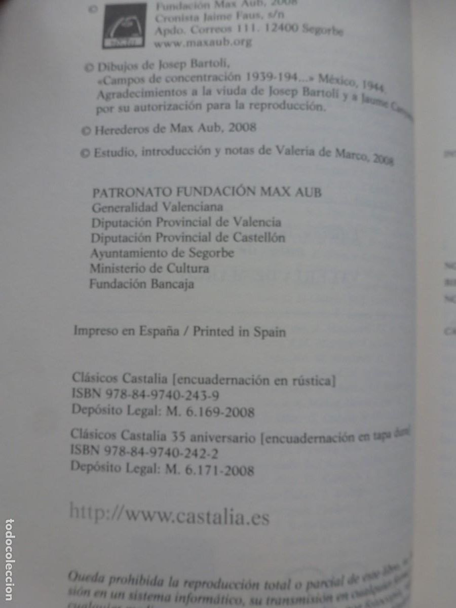 Libros de segunda mano: CAMPO FRANC&Eacute;S. MAX AUB. CL&Aacute;SICOS CASTALIA 2008. IMPECABLE. DIF&Iacute;CIL - Foto 3