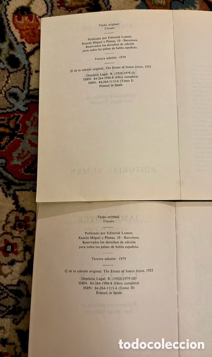 Libros de segunda mano: Ulises. James Joyce. Ed. Lumen. 2 vol&uacute;menes - Foto 3