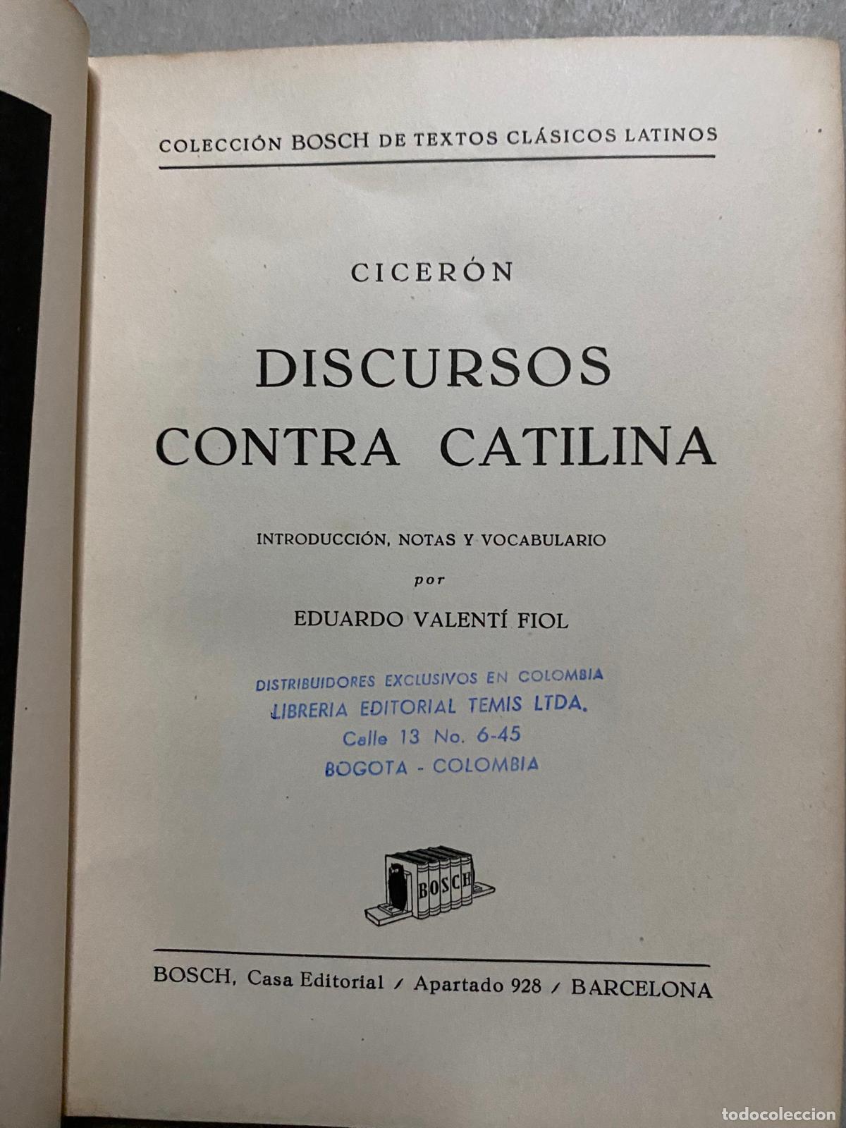 Libros de segunda mano: Discursos contra Catilina. Tulio Cicer&oacute;n. Bosch. - Foto 2