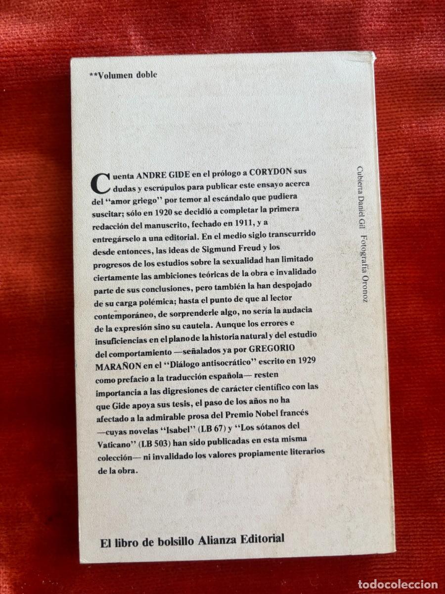 Libros de segunda mano: ANDR&Eacute; GIDE.CORYDON. ALIANZA EDITORIAL, 1982 - Foto 2