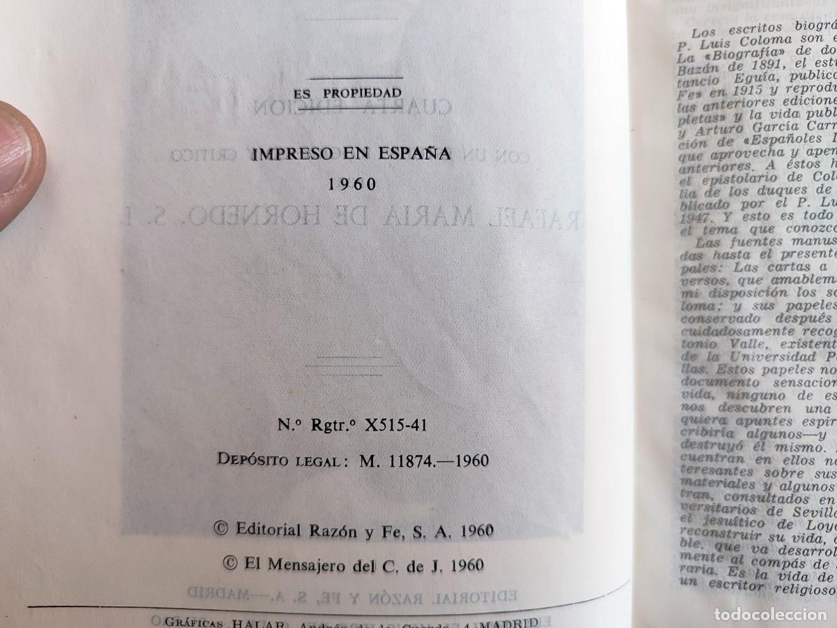 Libros de segunda mano: OBRAS COMPLETAS DEL P. LUIS COLOMA. 4&ordf; ED. RAZ&Oacute;N DE FE, 1960 - Foto 6