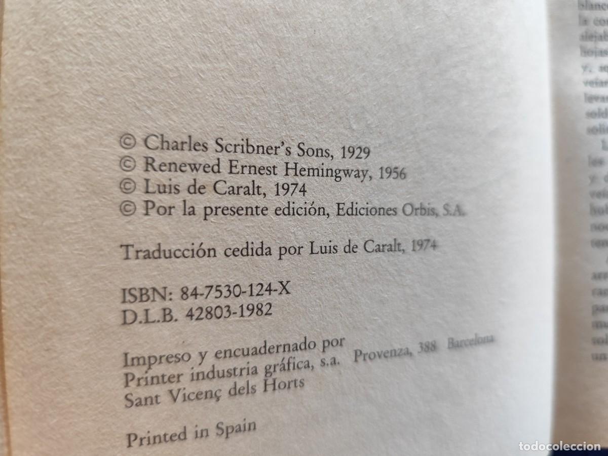 Libros de segunda mano: Adi&oacute;s a las Armas Ernest Hemingway Ediciones Orbis 1982 - Foto 5