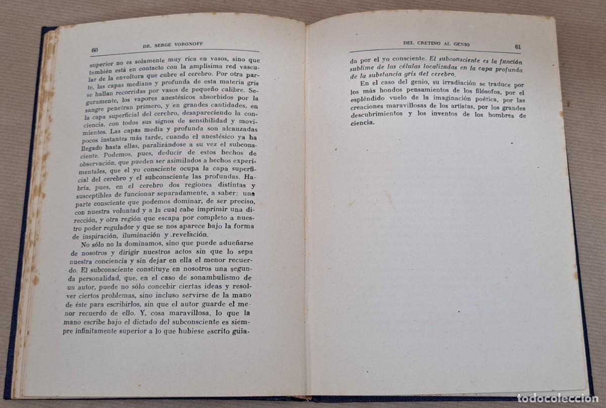 Libros de segunda mano: Del cretino al genio, Serge Voronoff, 1946 - Foto 4