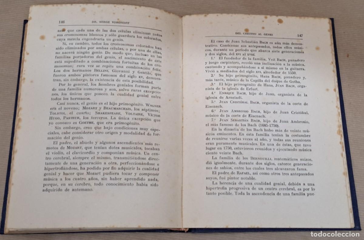 Libros de segunda mano: Del cretino al genio, Serge Voronoff, 1946 - Foto 6