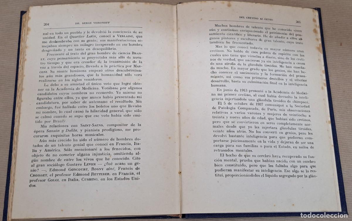 Libros de segunda mano: Del cretino al genio, Serge Voronoff, 1946 - Foto 7