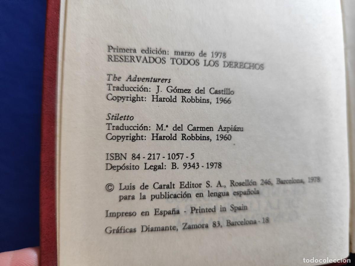 Libros de segunda mano: Harold Robbins Los Aventureros / El &ccedil;precio del Placer Ediciones Caralt 1978 - Foto 5