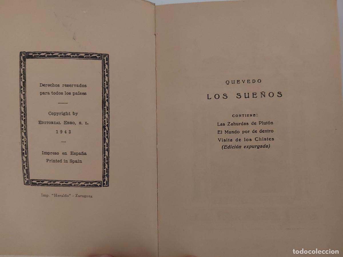 Libros de segunda mano: Francisco de Quevedo. Los Sue&ntilde;os. Cl&aacute;sicos Ebro.1&ordf; Edici&oacute;n 1943 - Foto 3