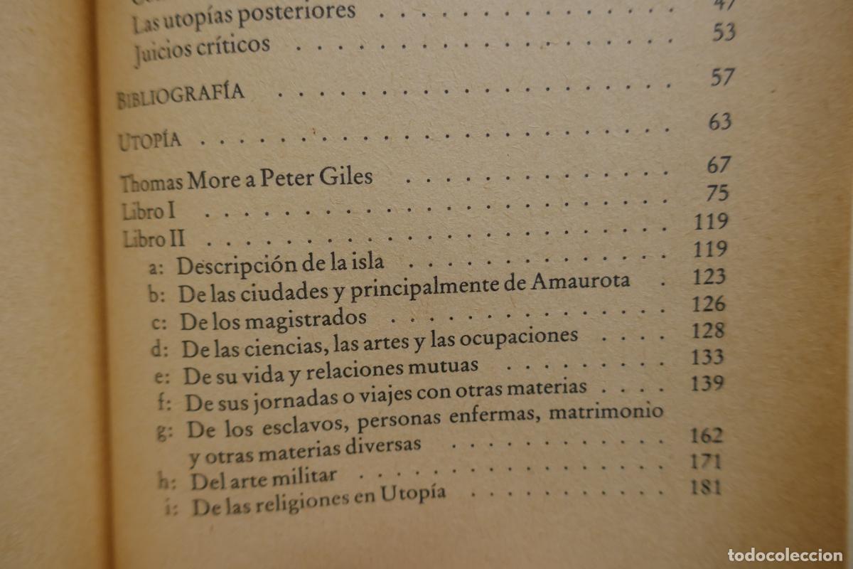 Libros de segunda mano: TOM&Aacute;S MORO - UTOP&Iacute;A - HISTORIA DEL PENSAMIENTO - Foto 9