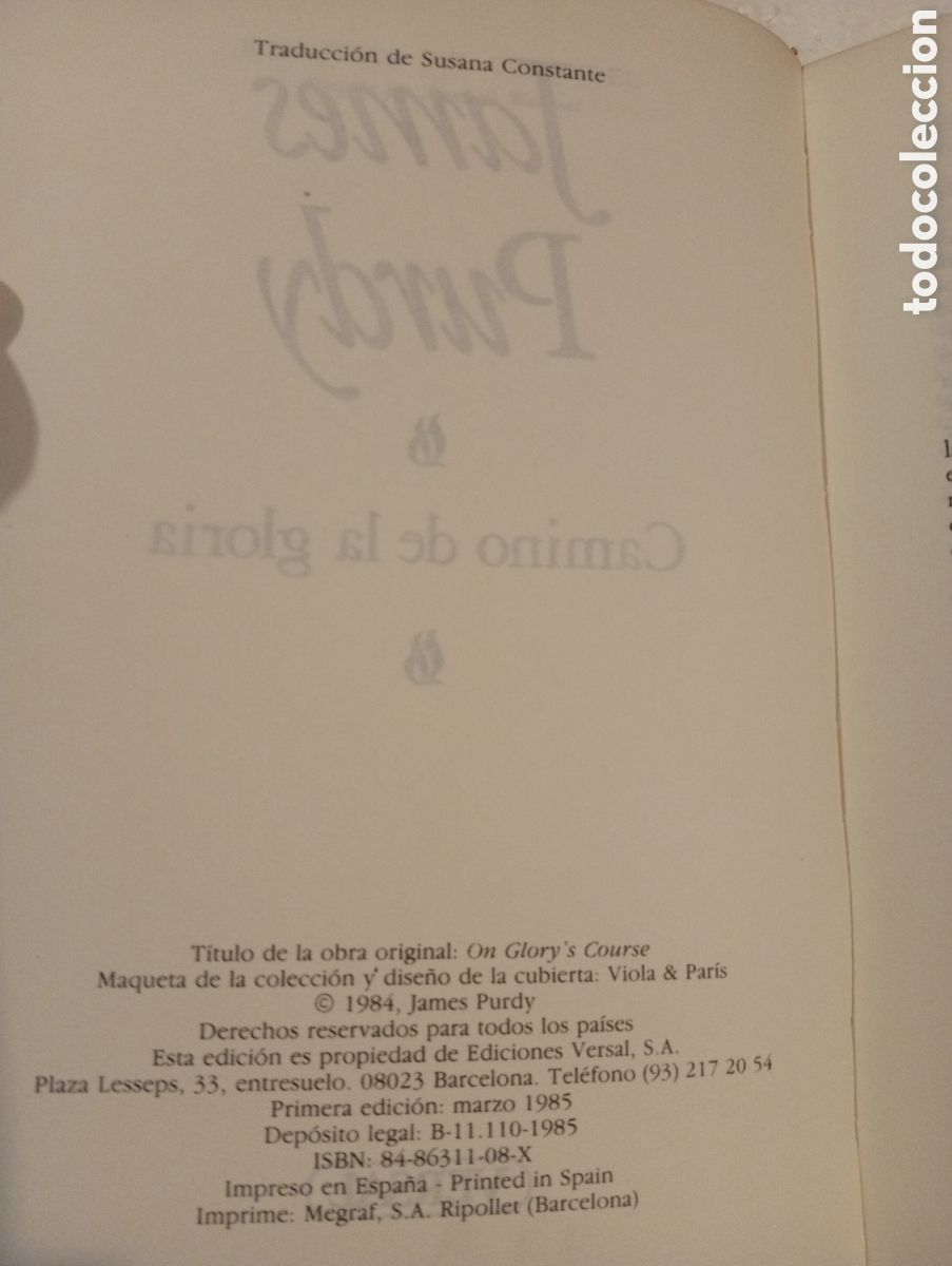Libros de segunda mano: JAMES PURDY. CAMINO DE LA GLORIA. VERSAL. 1985. - Foto 6