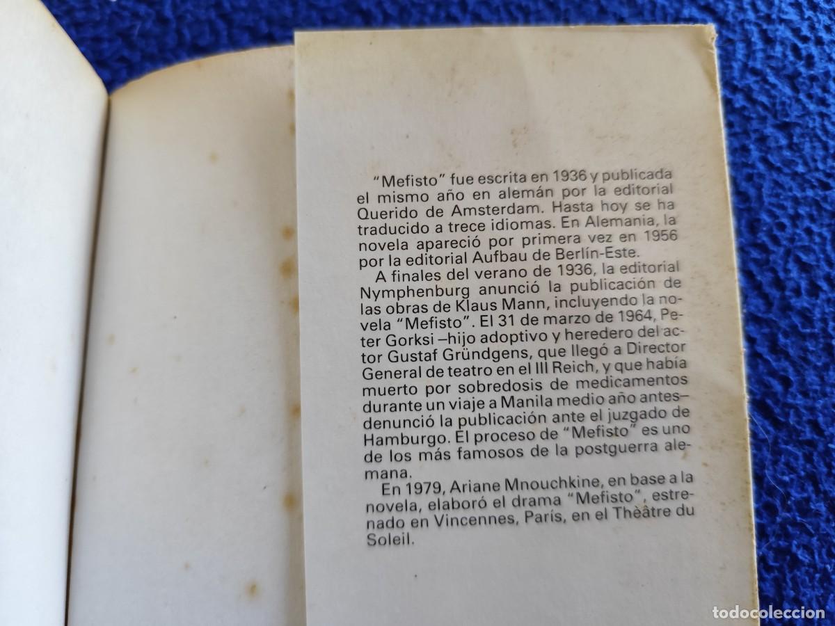 Libros de segunda mano: MEFISTO Klaus Mann Ultramar Editores 1982 - Foto 9