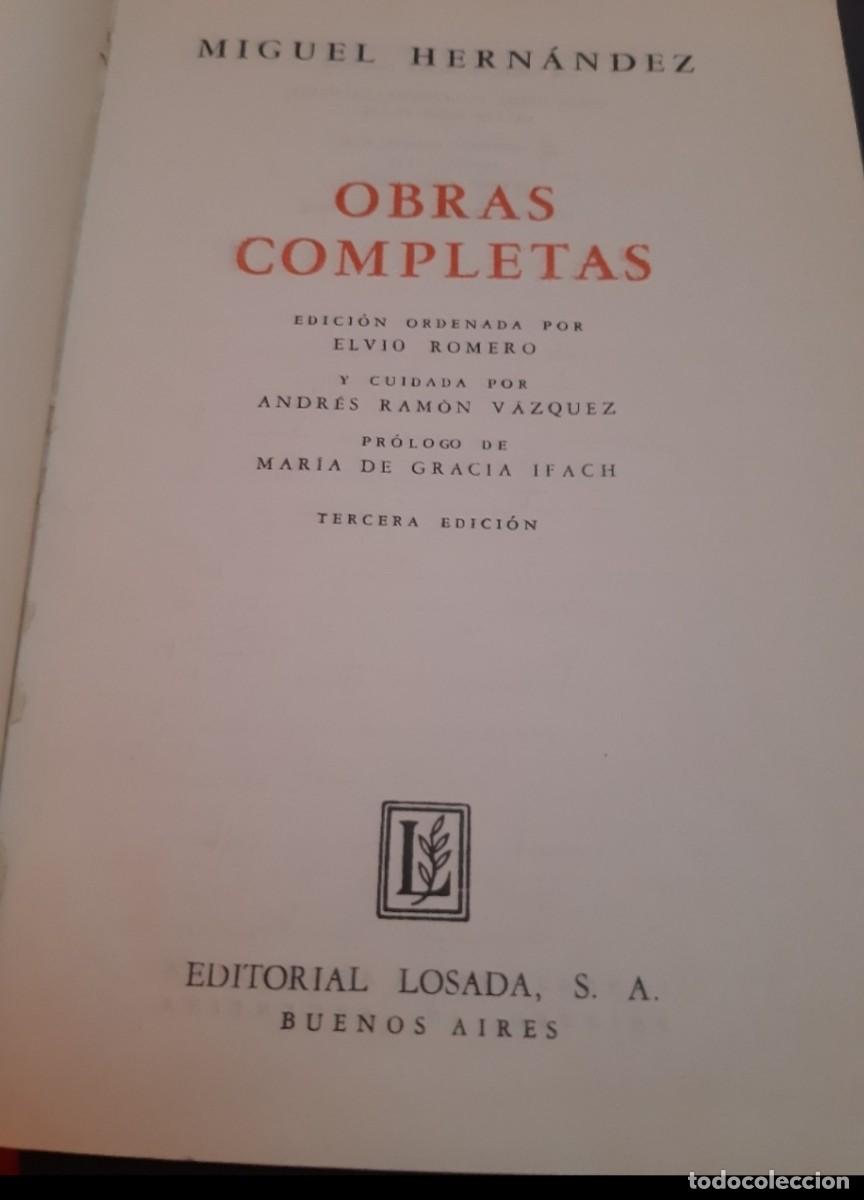 Libros de segunda mano: Obras completas Miguel Hern&aacute;ndez - Foto 3