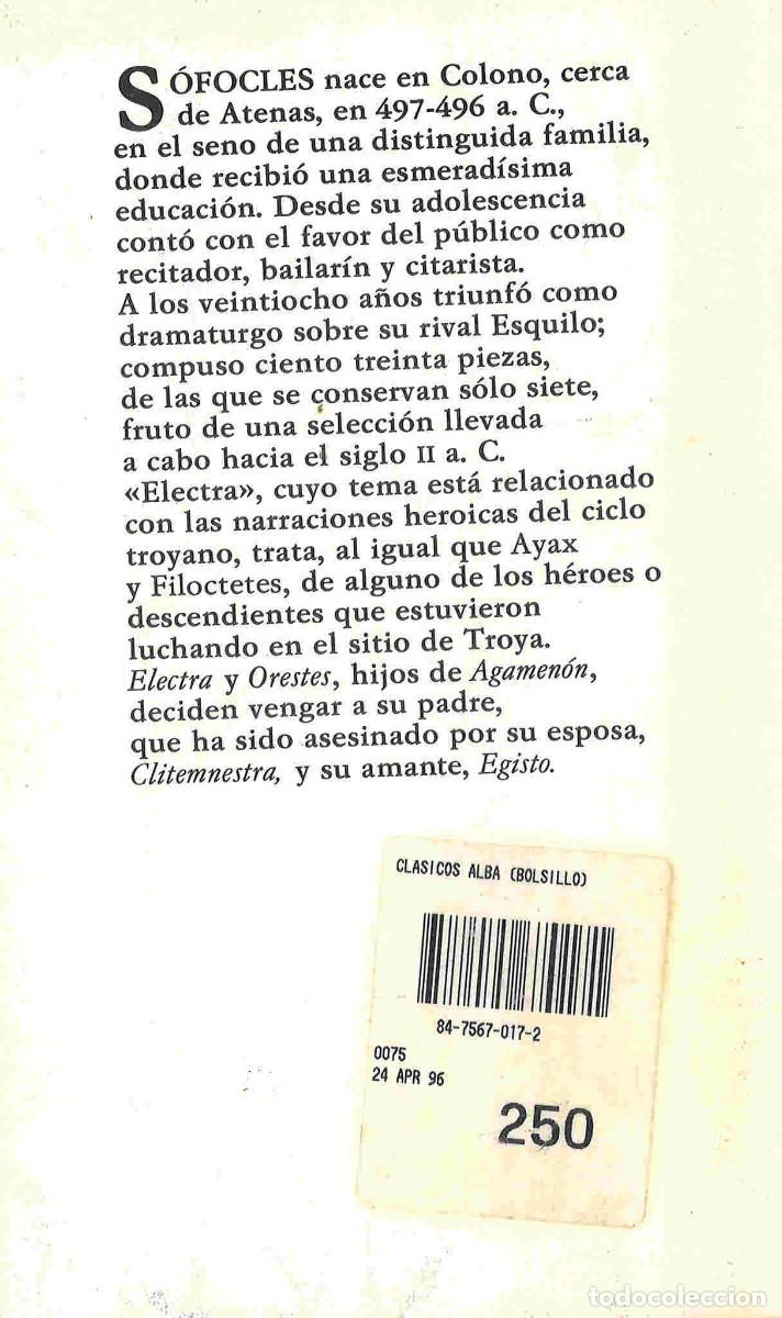 Libros de segunda mano: S&oacute;focles. Electra. Ediciones Alba - Foto 2