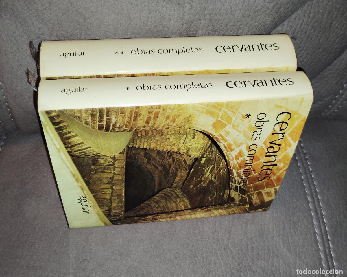 Libros de segunda mano: MIGUEL DE CERVANTES, OBRAS COMPLETAS, 2 TOMOS OBRA COMPLETA, Env&iacute;o gratis, PIEL AGUILAR